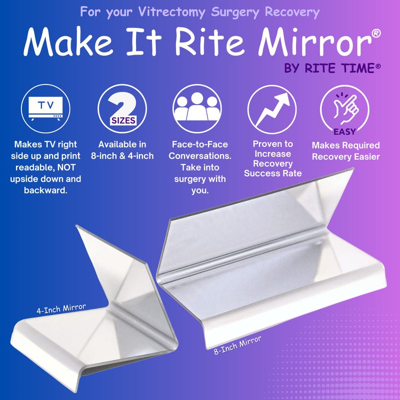 Make It Rite Mirror 8" Wide 2-Way Make It Rite Mirror for Face Down Vitrectomy Eyesight and Proning Lung Recovery | Easy to Watch TV During Face Down Recovery - Image 2